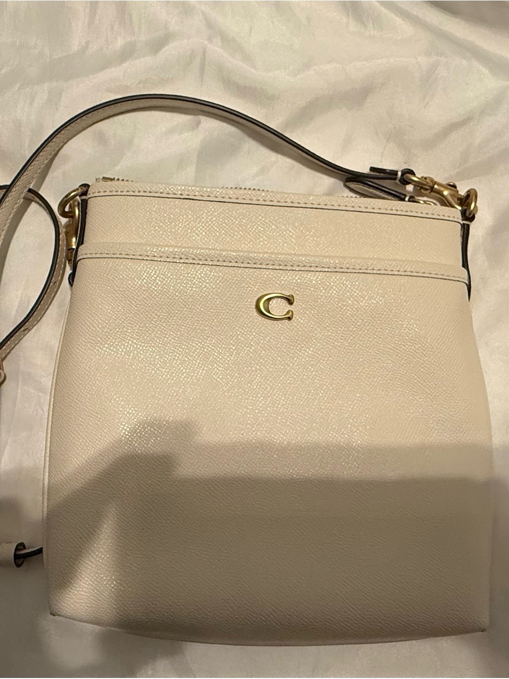 Coach Pebbled Leather Crossbody Bag in Chalk